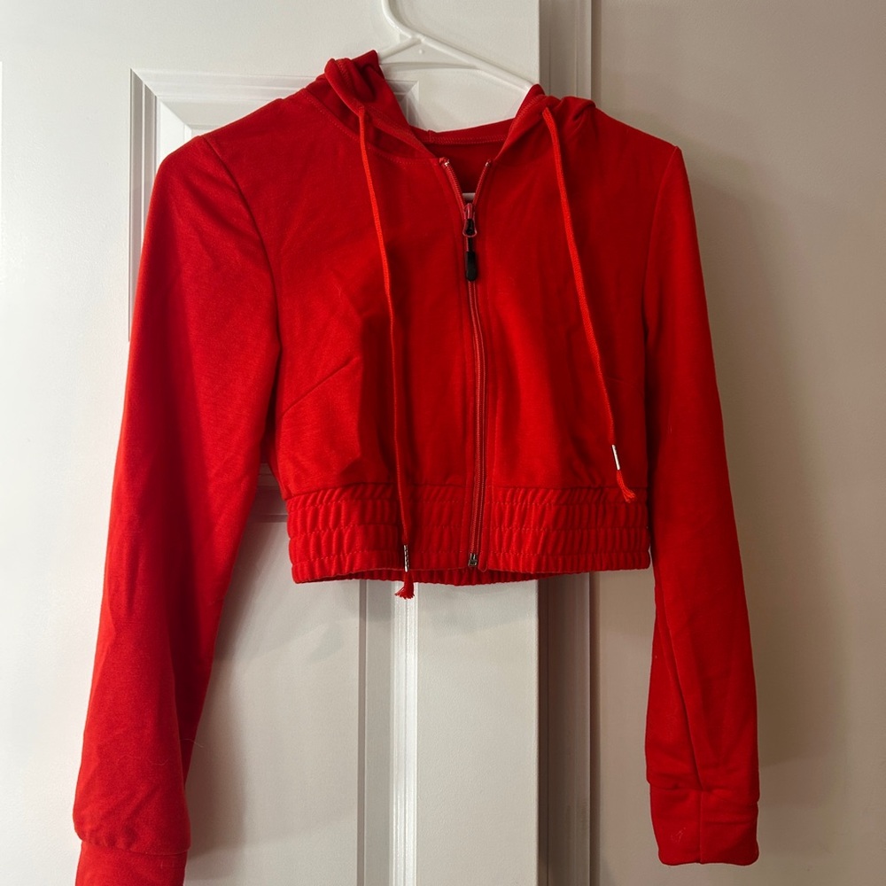 Red Cropped Hoodie
